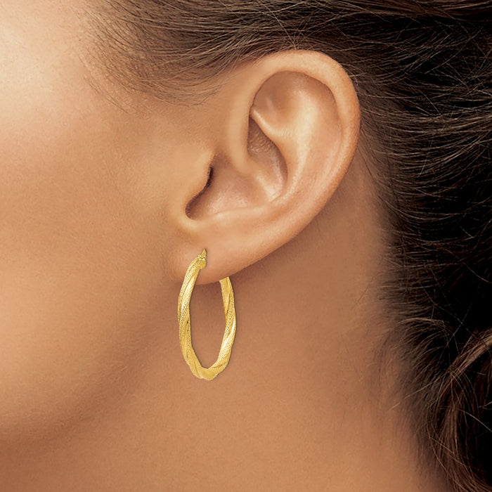 14K Twisted Textured Hoop Earrings