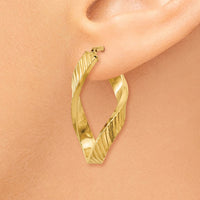 Thumbnail for 14K Twisted Textured Oval Hoop Earrings