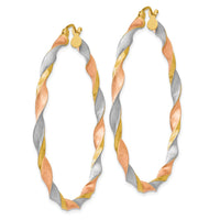 Thumbnail for 14k White & Rose Rhodium Satin Twisted Hoop Earrings