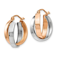 Thumbnail for 14k Rose and White Gold Polished Oval Hoop Earrings