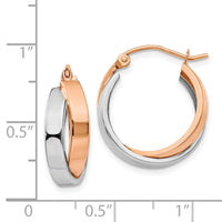 Thumbnail for 14k Rose and White Gold Polished Oval Hoop Earrings