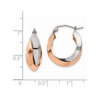 Thumbnail for 14k Rose and White Gold Polished Oval Hoop Earrings