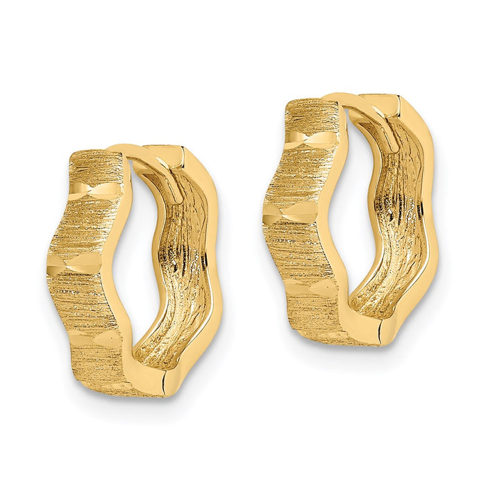 14K D/C and Textured Wave Hoop Earrings