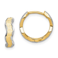Thumbnail for 14K with White Rhodium D/C Texture Wave Hoop Earrings