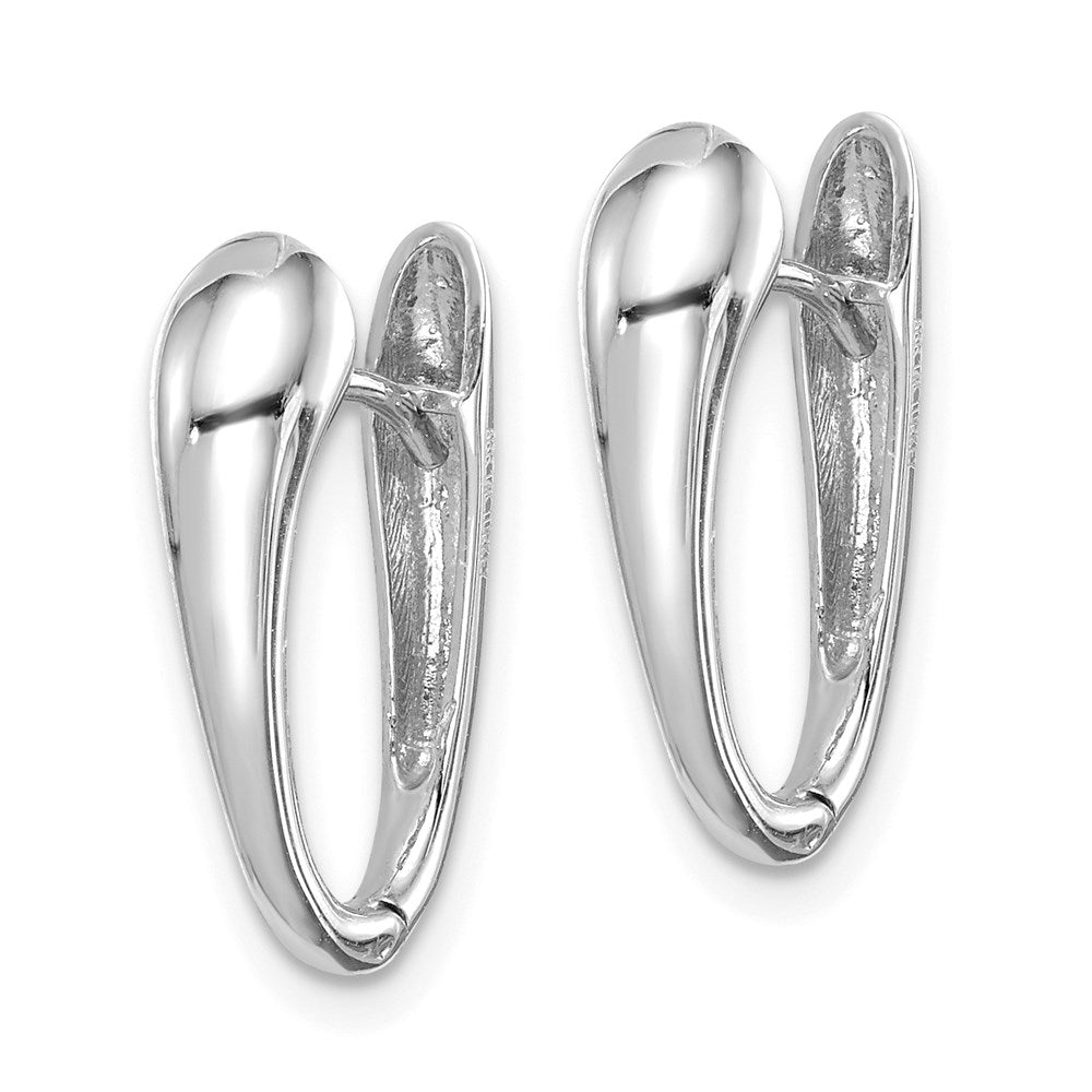 14K White Gold Polished Hinged Hoop Earrings