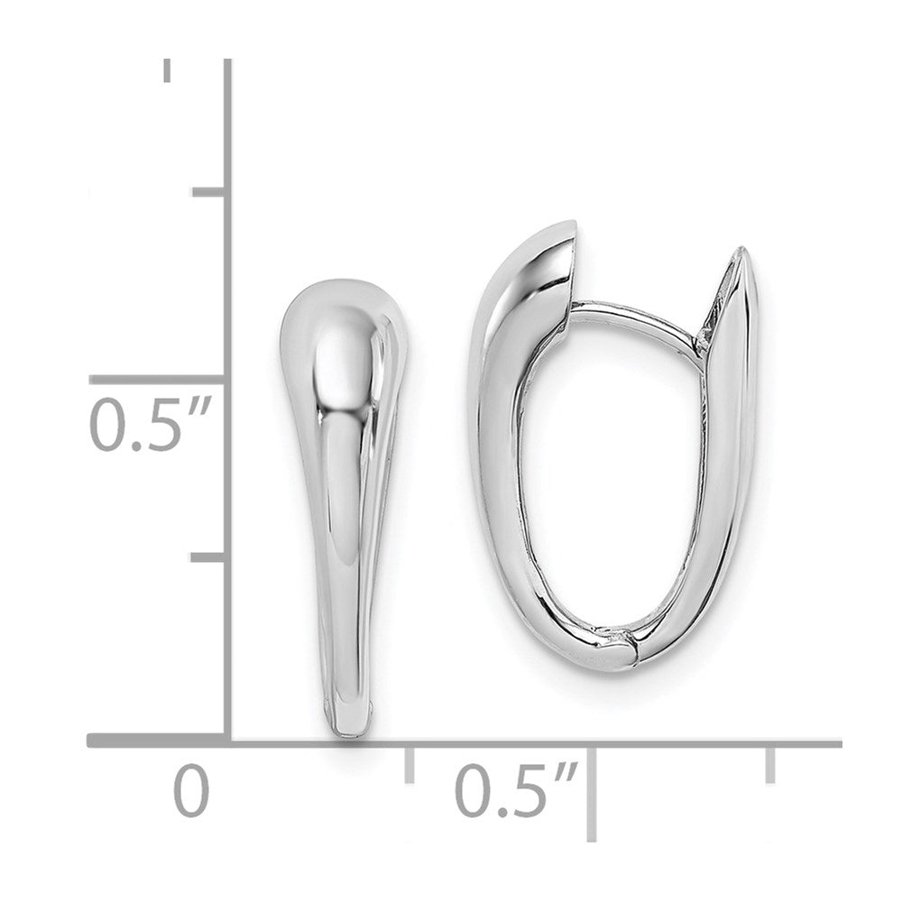 14K White Gold Polished Hinged Hoop Earrings