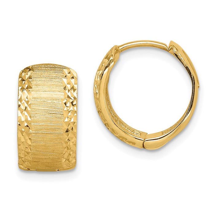 14K D/C and Textured Hoop Earrings