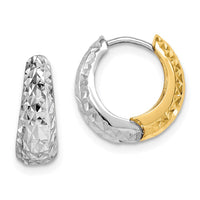 Thumbnail for 14K Two-tone Textured Hoop Earrings