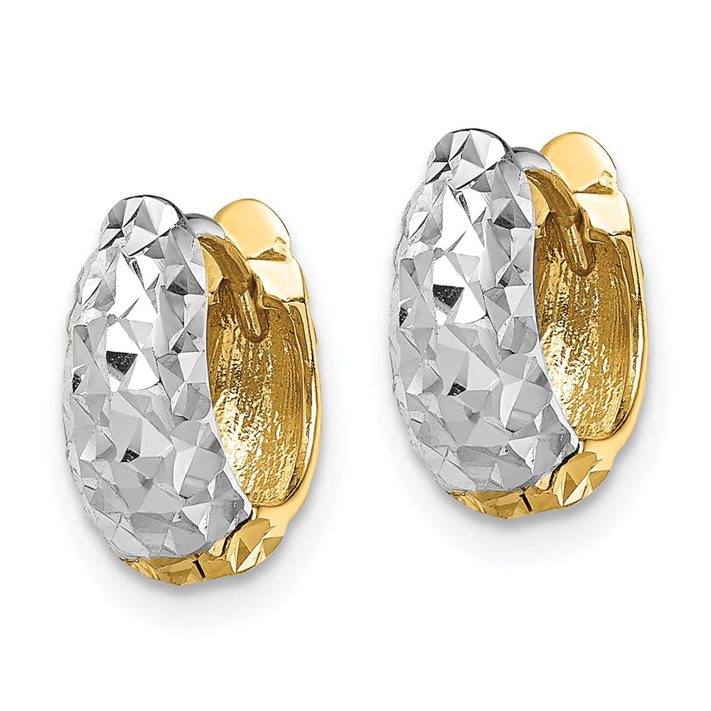 14K Two-tone Textured Hoop Earrings