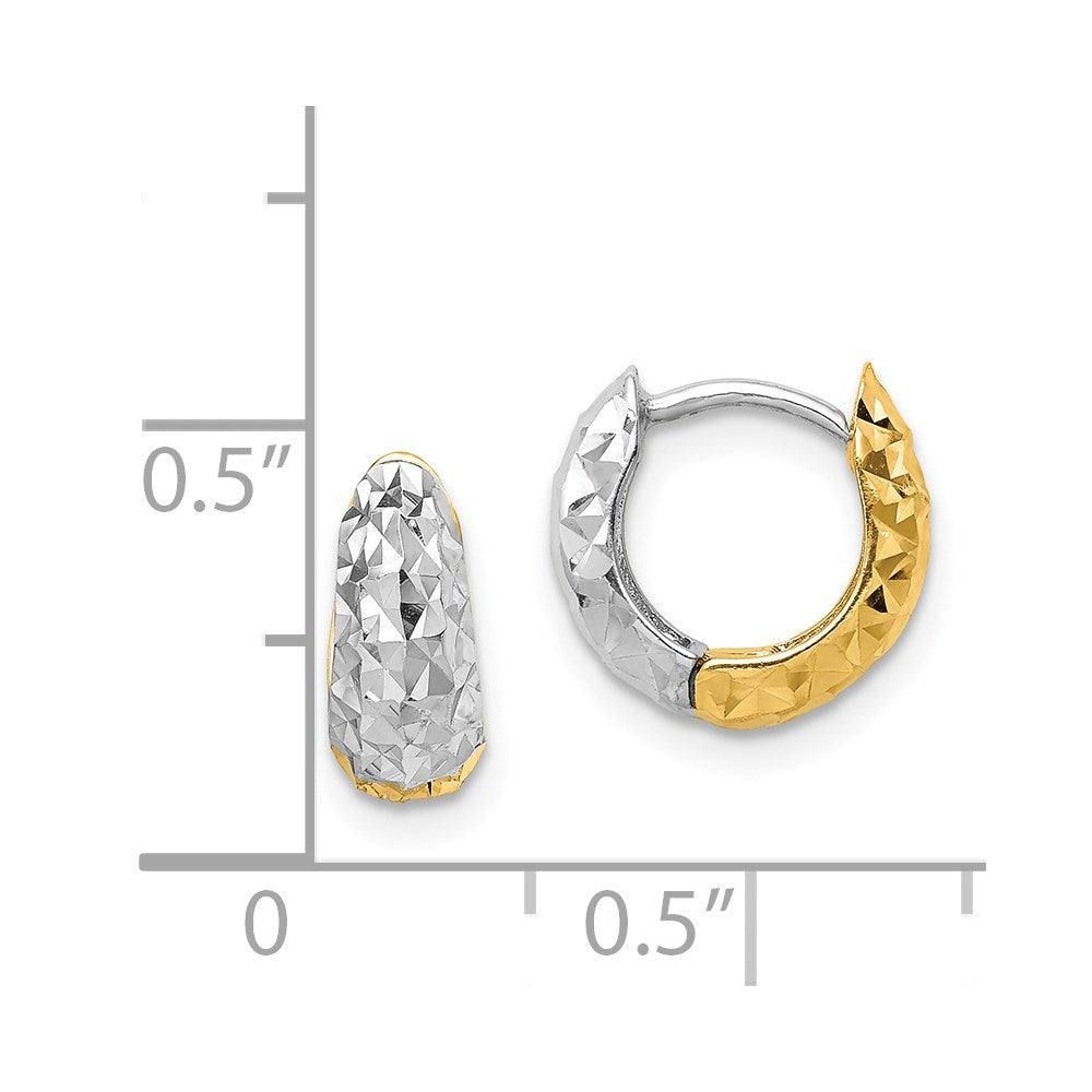 14K Two-tone Textured Hoop Earrings
