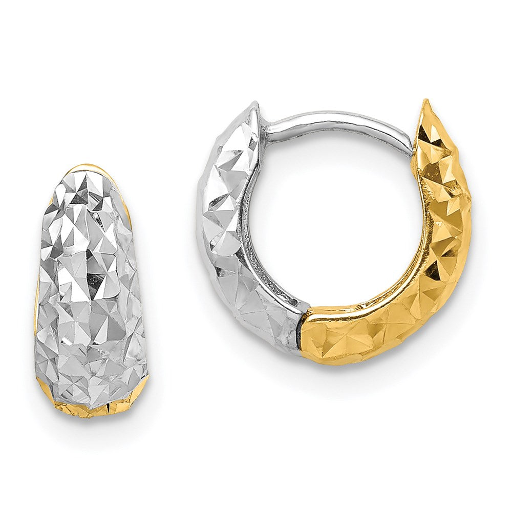14K Two-tone Textured Hoop Earrings