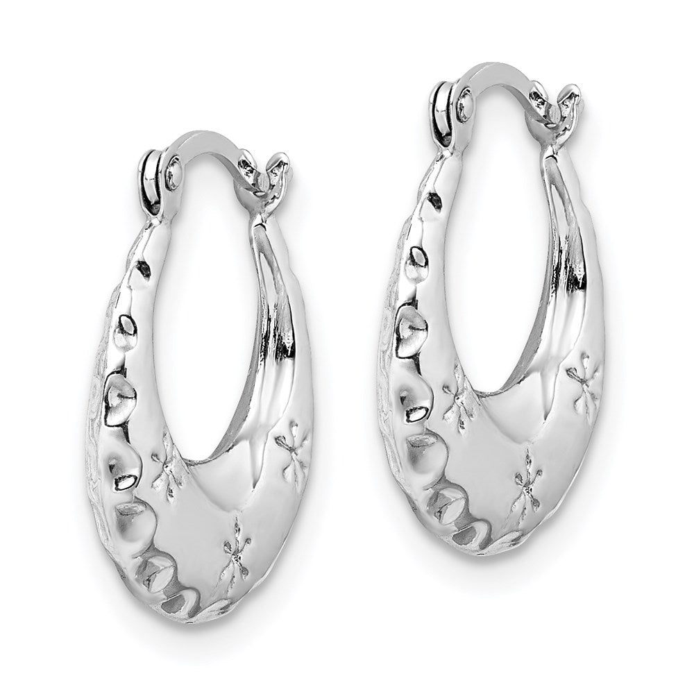 14k Textured Stamped Hoop Earrings