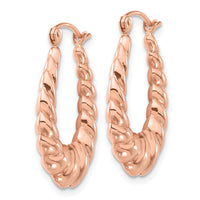 Thumbnail for 14k Rose Gold Polished Twisted Hollow Hoop Earrings
