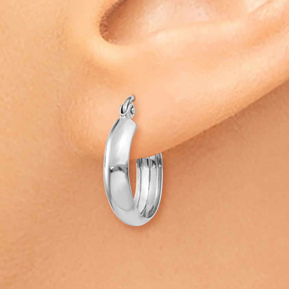 14k White Gold Polished 3.5mm Hoop Earrings