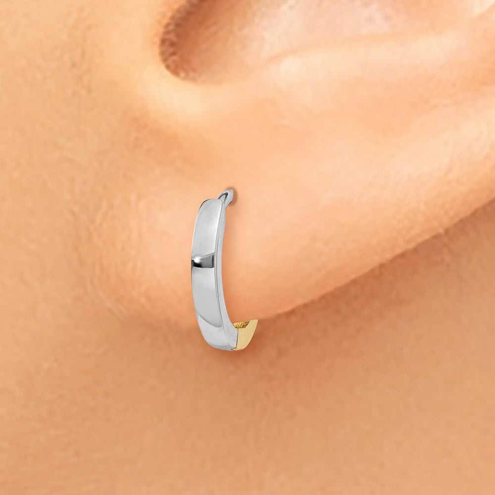 14k Two-tone 1.75mm Round Hinged Hoop Earrings