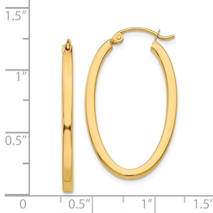 14k 2mm Oval Hoop Earrings