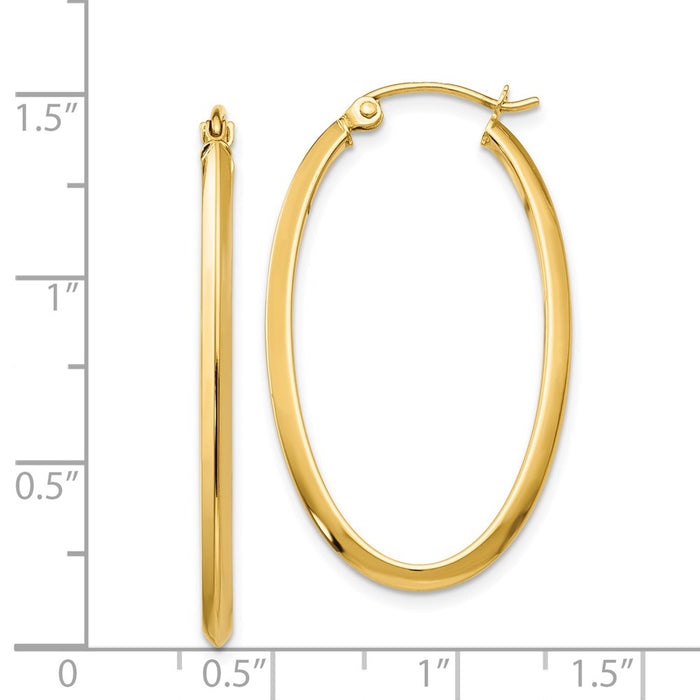 14k 2mm Oval Hoop Earrings
