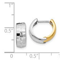 Thumbnail for 14k Two-tone Textured Hinged Hoop Earrings
