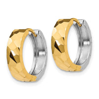 Thumbnail for 14k Two-tone Textured Hinged Hoop Earrings