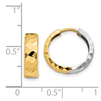 Thumbnail for 14k Two-tone Textured Hinged Hoop Earrings