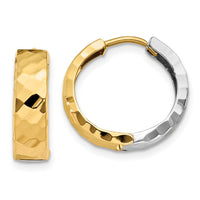 Thumbnail for 14k Two-tone Textured Hinged Hoop Earrings