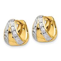 Thumbnail for 14k & Rhodium Polished and Textured Hoop Earrings