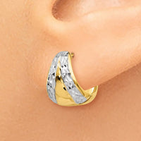 Thumbnail for 14k & Rhodium Polished and Textured Hoop Earrings