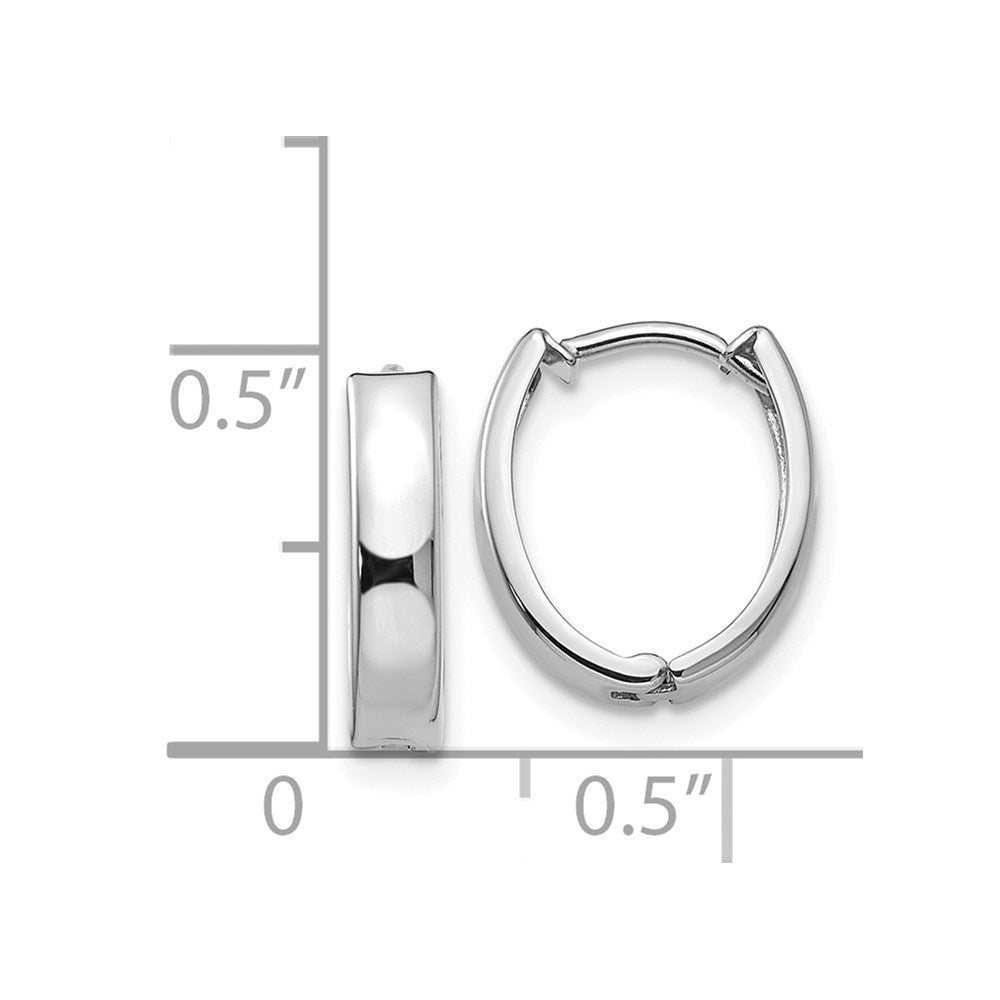 14k White Gold Polished Hinged Hoop Earrings
