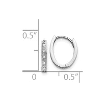 Thumbnail for 14k White Gold Diamond-cut Oval Hinged Hoop Earrings