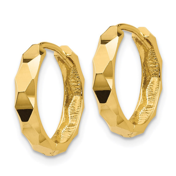 14k Diamond-cut Hoop Earrings