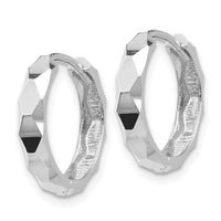Thumbnail for 14k White Gold Diamond-cut Hoop Earrings