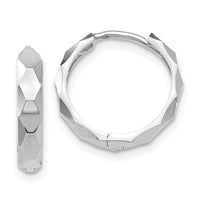 Thumbnail for 14k White Gold Diamond-cut Hoop Earrings