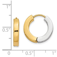 Thumbnail for 14k Two-tone Gold Polished Hollow Hinged Hoop Earrings