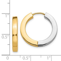 Thumbnail for 14k Two-tone Gold Polished Hollow Hinged Hoop Earrings
