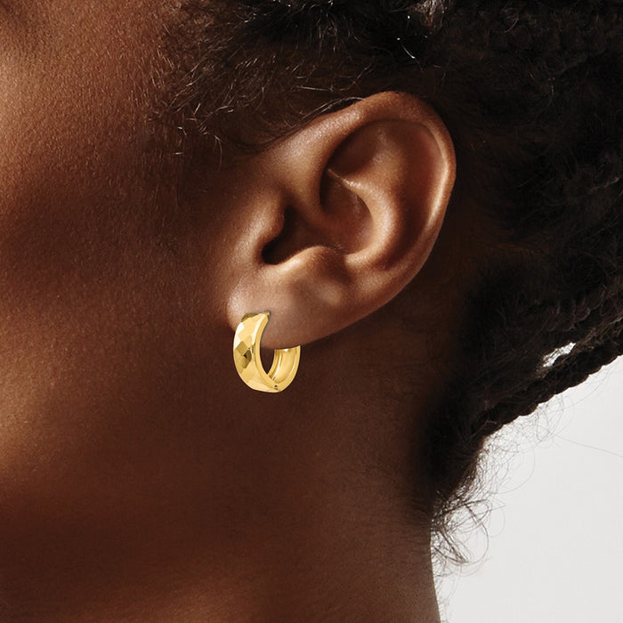 14k Textured Hinged Hoop Earrings