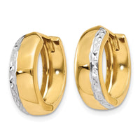 Thumbnail for 14k Two-tone Textured Hinged Hoop Earrings