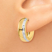 Thumbnail for 14k Two-tone Textured Hinged Hoop Earrings
