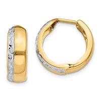 Thumbnail for 14k Two-tone Textured Hinged Hoop Earrings