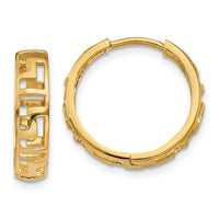 Thumbnail for 14k Greek Key Hinged Hoop Earrings