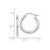 Thumbnail for 14K White Gold Diamond-cut 2.5x20mm Hollow Hoop Earrings