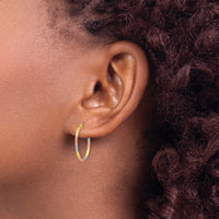 Thumbnail for 14K w/White and Rose Rhodium Diamond Cut Hoop Earrings