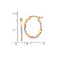 Thumbnail for 14K w/White and Rose Rhodium Diamond Cut Hoop Earrings