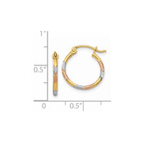 Thumbnail for 14K w/White and Rose Rhodium 1.5mm Diamond Cut Hoop Earrings