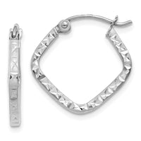 Thumbnail for 14K White Gold Diamond Cut Squared Hoop Earrings