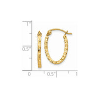 Thumbnail for 14K Diamond Cut Oval Hollow Hoop Earrings