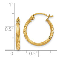 Thumbnail for 14K Satin Diamond Cut Hollow Twisted Hoop Earrings