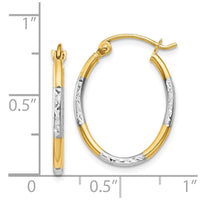 Thumbnail for 14K w/White Rhodium Diamond Cut Oval Hoop Earrings