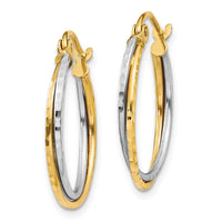 Thumbnail for 14K Yellow and White Gold Diamond Cut Twisted Hoop Earrings