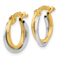Thumbnail for 14k Two-tone Polished Hollow Hoop Earrings