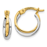 Thumbnail for 14k Two-tone Polished Hollow Hoop Earrings